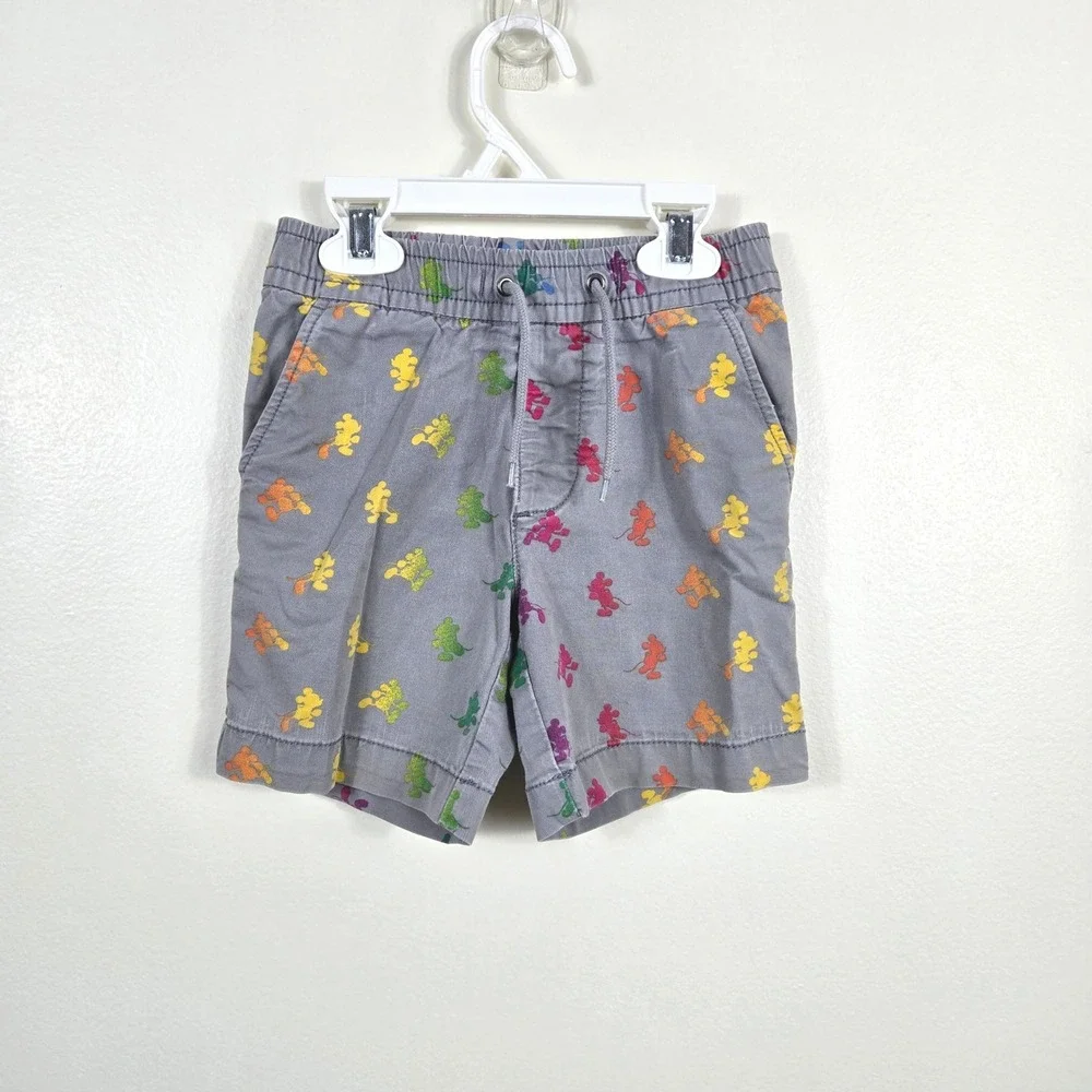 Baby Gap‎ x Disney Toddle Boy Gray Mickey Mouse Rainbow Print Pull On Shorts 4T